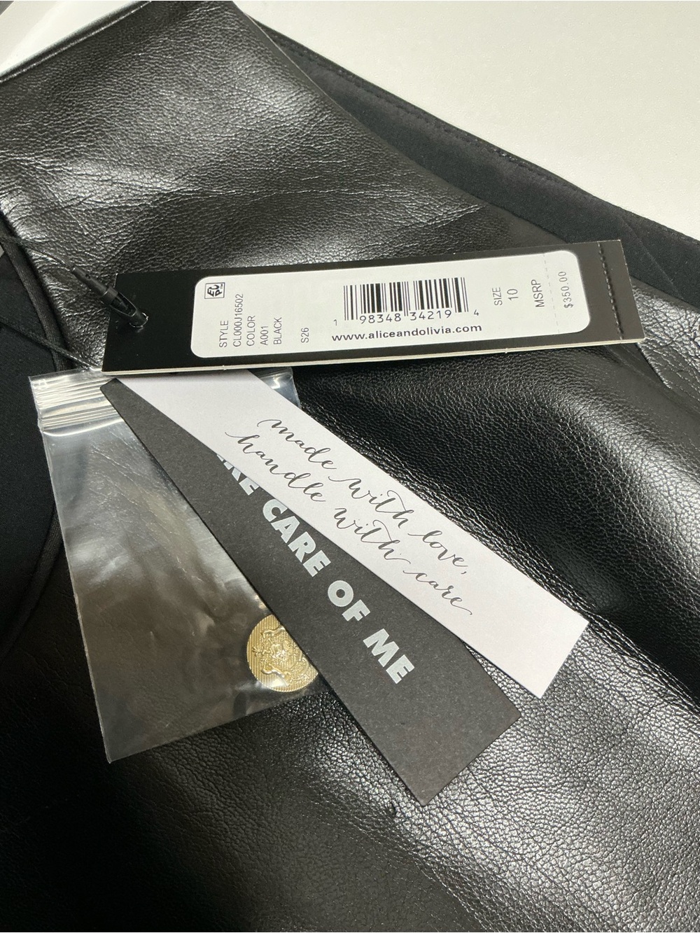 ALICE + OLIVIA  Marcella Faux-Leather Minidress Size 10 (runs small) NWT - Picture 9 of 15